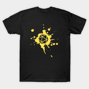 Yellow 20 Sided Dice Paint Splatter Spraypaint Dungeons Crawler and Dragons Slayer Tabletop RPG Addict T-Shirt